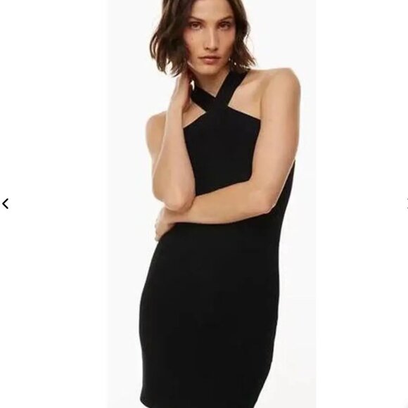 Aritzia Babaton Sculpt Knit Criss Cross Halter Neck Dress Black (XS) - Picture 3 of 4